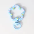 Blue flower shaped spring clasp detail, painted DIY metal keychain hanging ring accessory. - Blue