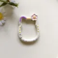 Carino gatto forma moschettone a molla lega dipinto portachiavi DIY borsa accessorio - Beige