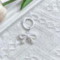 White UV electroplated bow keychain detail, cute bag charm pendant with metal spring ring. - White Bowknot & Spring Ring Clasp