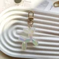 Iridescent jelly balloon dog keychain cute bag pendant with gold clasp fashion gift - White Jelly Balloon Dog