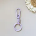 Close up view of the light purple zinc alloy spring keychain hook and round ring detail. - Light Purple Hanging Clasps