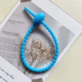 Blauwe siliconen kikkervisje kabelbinder gedetailleerd overzicht, flexibel. - 220mm / Blauw