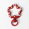 Rode bloemvormige draaibare karabijnhaak, schattige DIY sleutelhanger accessoire. - Rood