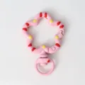 Cute pink flower spring snap hook metal keychain DIY bag charm jewelry pendant accessory - Pink