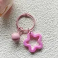 Roze acryl holle ster sleutelhanger met bel bedel schattige tas hanger accessoire hanger - Roze