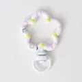 Flower shaped spring snap hook keychain diy cute jewelry accessory detail view item - White
