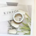 White metal spring ring 25mm round carabiner clasp for keychain bag accessory detail view - White
