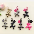 Cute balloon dog keychain with heart charm, stylish metal and acrylic bag pendant for couples. - Mixed Color Balloon Dogs