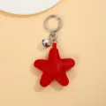 Rode lederen ster sleutelhanger met metalen ring en bel, schattige tasbedel en auto hanger. - Rood