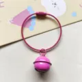 Pink coated wire keychain with matching metal bell pendant, cute bag charm and gift accessory. - Rose Red Wire Ring + 22mm Bell