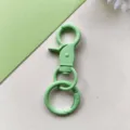 Moschettone girevole in lega verniciato verde chiaro portachiavi accessorio ferramenta borsa - Moschettone verde e anello a molla da 24 mm