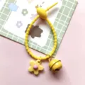Snoepkleur siliconen kabelbinder bel bloem accessoire sleutelhanger tas hanger diy leuk - Kabelbinder Bel Bloem / Geel