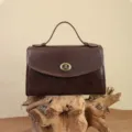 Classic dark brown genuine leather envelope bag, minimalist commuter messenger bag for women. - Coffee
