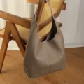Casual leather hobo bag for women, large capacity shoulder tote for daily commute and travel. - Gray