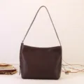 Brown leather slouchy hobo bag for women minimalist casual daily commuting shoulder bag - Coffee