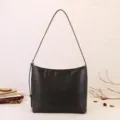 Dark brown soft leather underarm shoulder bag, large capacity minimalist casual style. - Olive Green