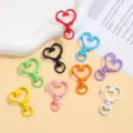 Colorful heart shaped lobster clasp alloy key ring DIY jewelry making accessories - Multicolor