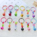 Colorful bell keychain DIY accessories cute key rings with letter beads and metal loops. - Multicolor
