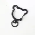Black bear shaped swivel spring ring keychain clasp metal DIY hardware accessory detail view - Bear with Spring Clasp / Black