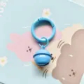 Candy color spring buckle ring with small bell, ideal for DIY bag charm and keychain detail. - Blue Spring Clasp, 18mm Bell & Open Jump Ring
