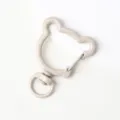 Bear shaped metal spring snap hook swivel keychain accessory DIY jewelry making part 1pc - Bear with Spring Clasp / Light Coffee