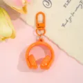Orange headphone keychain cute bag charm candy color metal pendant trendy accessory - Headphone with Buckle / Orange