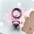 Candy color metal spring ring and bell keychain pendant for bag decoration and DIY crafts. - Purple Spring Clasp, 18mm Bell & Open Jump Ring