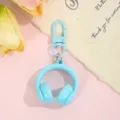 Cute pastel blue headphone keychain, stylish bag charm and creative accessory for daily use. - Headphone with Buckle / Blue