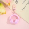 Cute 3D pink headphone keychain candy color bag pendant stylish accessory for keys and bags - Headphone with Buckle / Pink