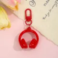 Rode 3D koptelefoon sleutelhanger schattige snoepkleur tas charm stijlvol accessoire - Koptelefoon met Gesp / Rood
