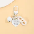 Porte-clés cœur chaîne acrylique blanche clochette mignon pendentif sac accessoire - Blanc