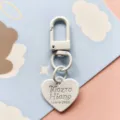 White metal keychain with heart pendant, cute design for DIY bags and keys accessories. - White