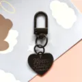 Metal heart keychain pendant, gunmetal finish with lobster clasp and rings for DIY accessories. - Black