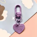 Cute purple metal candy color heart keychain diy bag pendant aesthetic accessories stylish key ring - Purple