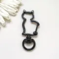 Dettaglio moschettone girevole gatto nero, portachiavi in lega di zinco accessorio DIY. - Nero