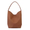 Brown leather hobo shoulder bag, minimalist large capacity commuter tote for women. - L / Golden Brown