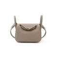 Mini genuine leather crossbody shoulder bag for women, stylish doctor handbag with gold hardware. - Lindy 19 - Elephant Grey