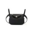 Mini Black Leather Crossbody Bag with Gold Hardware Elegant Shoulder Handbag Style Variant - Lindy 19 - Black