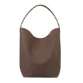 Minimalist brown leather hobo shoulder bag, large capacity casual daily commuter tote bag. - L / Coffee
