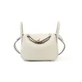 Mini leather lindy bag for women, elegant crossbody shoulder bag with chic gold hardware. - Lindy 19 - Milk White