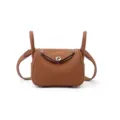 Mini leather shoulder bag women stylish top handle crossbody bag elegant casual handbag - Lindy 19 - Brown