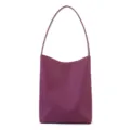 Purple leather shoulder bag, large capacity bucket bag, minimalist commuter tote for women. - S / Purple