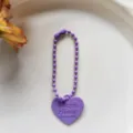 Paarse hart kraal ketting sleutelhanger minimalistische stijl tas hanger decoratie - Paarse hartbedel met 12 mm ballketting