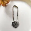 Minimalist heart bead chain keychain pendant stylish metal hanging accessory for bags. - Silver Heart Charm with 12mm Ball Chain