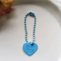 Blauw hart kraal ketting sleutelhanger hanger minimalistische tas telefoon accessoire - Blauwe hartbedel met 12 mm ballketting