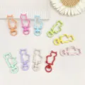 Set di portachiavi con moschettone in metallo colorato a forma di gatto per gioielli fai da te. - Multicolore