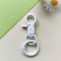 Moschettone in lega bianca con anello a molla portachiavi accessorio per borsa DIY - Moschettone bianco e anello a molla da 24 mm