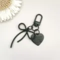 Schwarzer Legierung Schleife Herz Schlüsselanhänger DIY Handy Deko Taschenanhänger - Schwarzer Karabinerverschluss mit Legierungs-Schleife und Legierungs-Herzanhänger