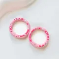 Pink polka dot metal spring ring DIY jewelry accessory keychain snap hook clasp parts - Pink Donut Spring Clasp
