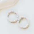 Metal donut spring snap hook with pink yellow dots for DIY jewelry keychain bag accessories - White Donut Spring Clasp